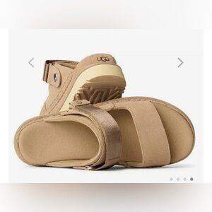 NEW Womens UGG® Goldenstar Glide Sandal BEIGE SAND SLIP ON PLATFORM SANDALS 10